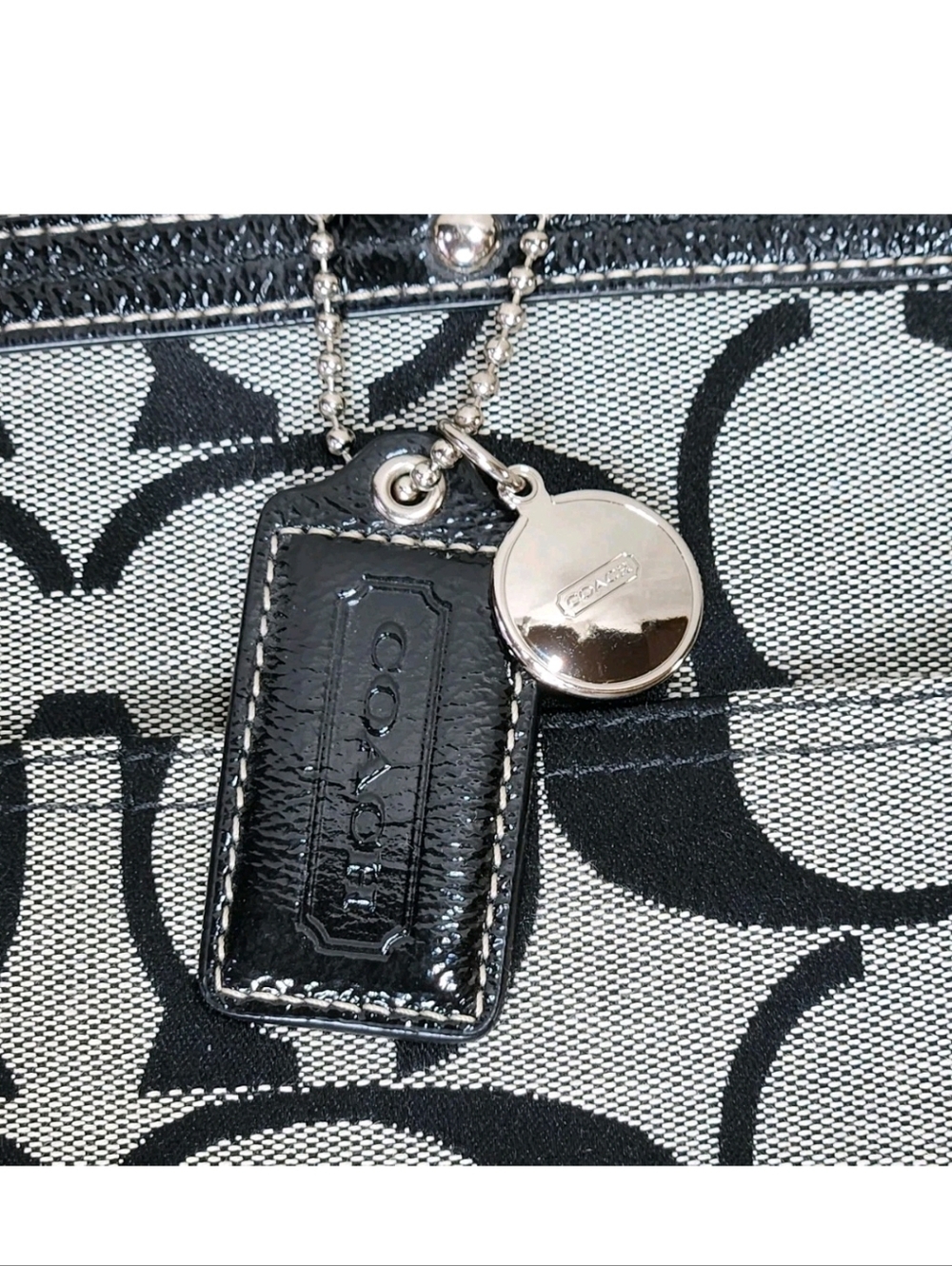COACH Signature C Jacquard Tote Black Gray Baby Diaper Bag B1076-F13802 - Picture 3 of 16